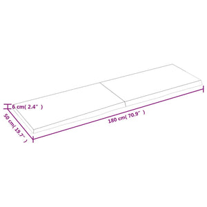 vidaXL Table Top 180x50x(2-6) cm Untreated Solid Wood Oak