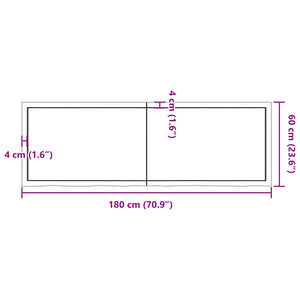 vidaXL Table Top 180x60x(2-6) cm Untreated Solid Wood Oak