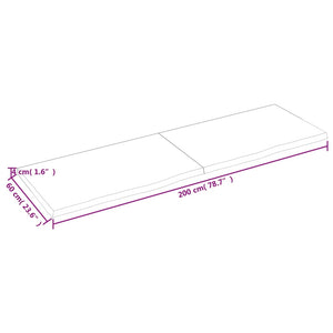 vidaXL Table Top 200x60x(2-4) cm Untreated Solid Wood Oak