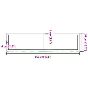 vidaXL Table Top Light Brown 160x40x(2-4) cm Treated Solid Wood Oak