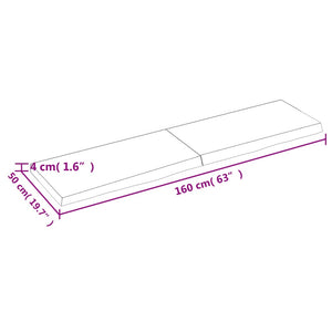 vidaXL Table Top Light Brown 160x50x(2-4) cm Treated Solid Wood Oak