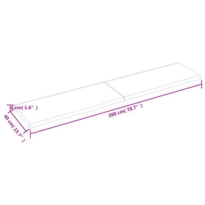 vidaXL Table Top Light Brown 200x40x(2-4) cm Treated Solid Wood Oak