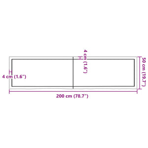 vidaXL Table Top Light Brown 200x50x(2-4) cm Treated Solid Wood Oak