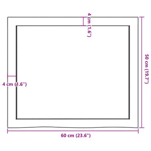 vidaXL Table Top Dark Brown 60x50x(2-4) cm Treated Solid Wood Oak