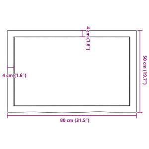 vidaXL Table Top Dark Brown 80x50x(2-4) cm Treated Solid Wood Oak