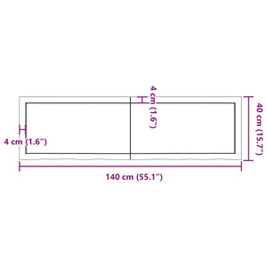 vidaXL Table Top Dark Brown 140x40x(2-6) cm Treated Solid Wood Oak