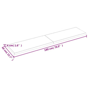 vidaXL Table Top Dark Brown 180x40x(2-4) cm Treated Solid Wood Oak