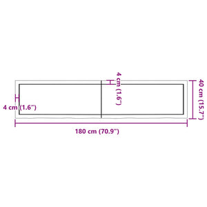 vidaXL Table Top Dark Brown 180x40x(2-4) cm Treated Solid Wood Oak