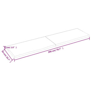 vidaXL Table Top Dark Brown 200x50x(2-4) cm Treated Solid Wood Oak