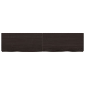 vidaXL Table Top Dark Brown 220x50x(2-4) cm Treated Solid Wood Oak