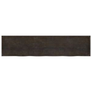 vidaXL Table Top Dark Brown 220x50x(2-4) cm Treated Solid Wood Oak