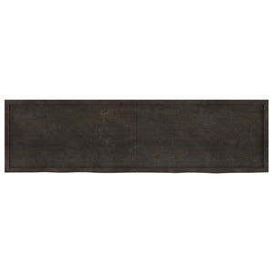 vidaXL Table Top Dark Brown 220x60x(2-4) cm Treated Solid Wood Oak