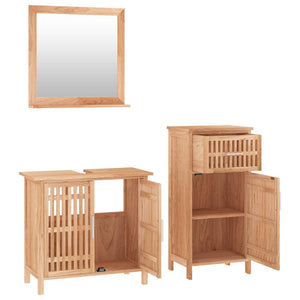 vidaXL 3 Piece Bathroom Furniture Set Solid Wood Walnut