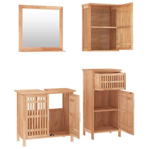 vidaXL 4 Piece Bathroom Furniture Set Solid Wood Walnut