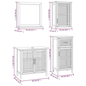 vidaXL 4 Piece Bathroom Furniture Set Solid Wood Walnut