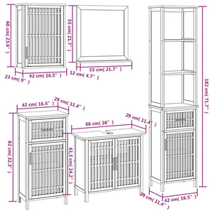 vidaXL 5 Piece Bathroom Furniture Set Solid Wood Walnut