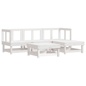 vidaXL 5 Piece Garden Lounge Set White Solid Wood Pine