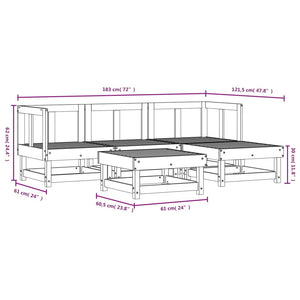 vidaXL 5 Piece Garden Lounge Set White Solid Wood Pine