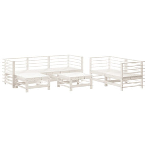 vidaXL 7 Piece Garden Lounge Set White Solid Wood Pine