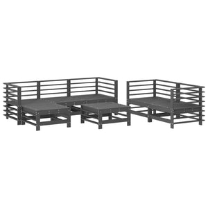 vidaXL 7 Piece Garden Lounge Set Grey Solid Wood Pine