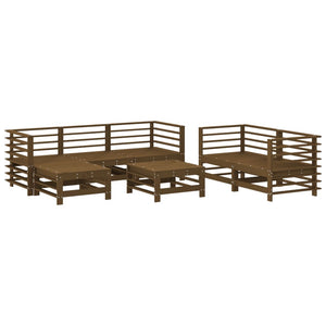 vidaXL 7 Piece Garden Lounge Set Honey Brown Solid Wood Pine