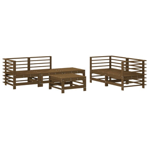 vidaXL 6 Piece Garden Lounge Set Honey Brown Solid Wood Pine