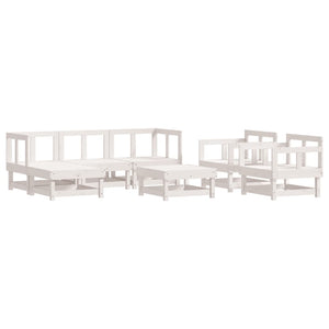 vidaXL 7 Piece Garden Lounge Set White Solid Wood Pine