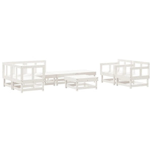 vidaXL 8 Piece Garden Lounge Set White Solid Wood Pine