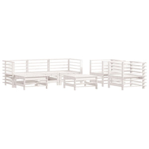 vidaXL 7 Piece Garden Lounge Set White Solid Wood Pine