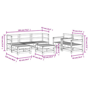 vidaXL 7 Piece Garden Lounge Set Grey Solid Wood Pine