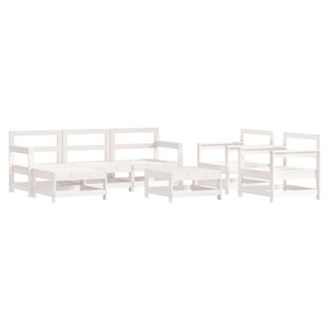 vidaXL 7 Piece Garden Lounge Set White Solid Wood Pine