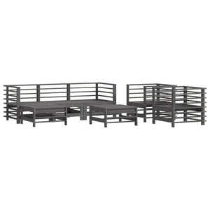 vidaXL 7 Piece Garden Lounge Set Grey Solid Wood Pine