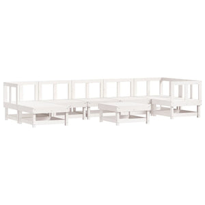 vidaXL 8 Piece Garden Lounge Set White Solid Wood Pine