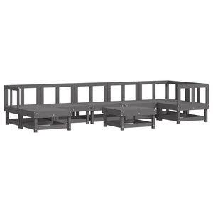 vidaXL 8 Piece Garden Lounge Set Grey Solid Wood Pine