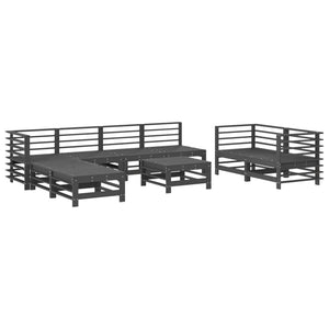 vidaXL 9 Piece Garden Lounge Set Grey Solid Wood Pine