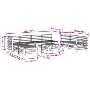 vidaXL 9 Piece Garden Lounge Set Grey Solid Wood Pine