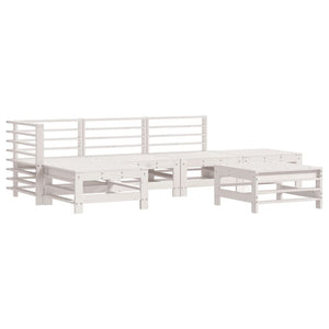 vidaXL 6 Piece Garden Lounge Set White Solid Wood Pine