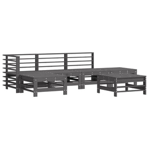 vidaXL 6 Piece Garden Lounge Set Grey Solid Wood Pine