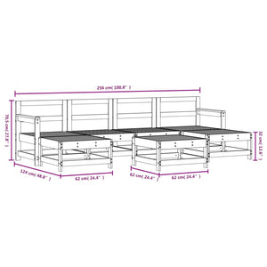 vidaXL 7 Piece Garden Lounge Set White Solid Wood Pine