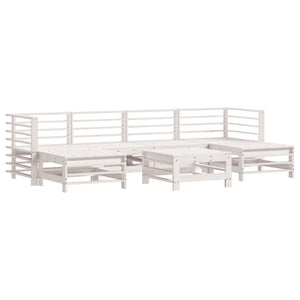 vidaXL 7 Piece Garden Lounge Set White Solid Wood Pine