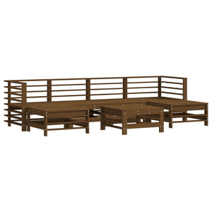 vidaXL 7 Piece Garden Lounge Set Honey Brown Solid Wood Pine