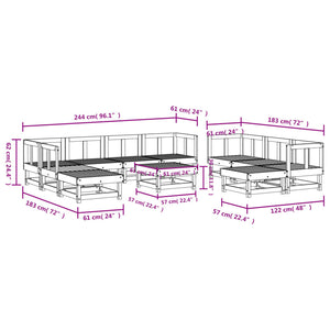 vidaXL 11 Piece Garden Lounge Set Impregnated Wood Pine