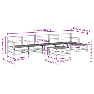 vidaXL 7 Piece Garden Lounge Set White Solid Wood Pine