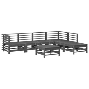 vidaXL 7 Piece Garden Lounge Set Grey Solid Wood Pine