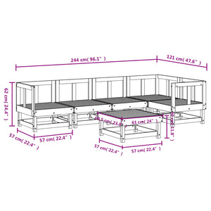 vidaXL 6 Piece Garden Lounge Set White Solid Wood Pine