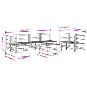 vidaXL 8 Piece Garden Lounge Set Grey Solid Wood Pine