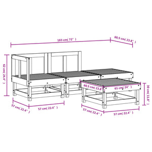 vidaXL 4 Piece Garden Lounge Set White Solid Wood Pine