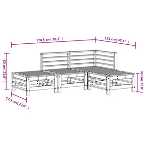 vidaXL 4 Piece Garden Lounge Set White Solid Wood Pine