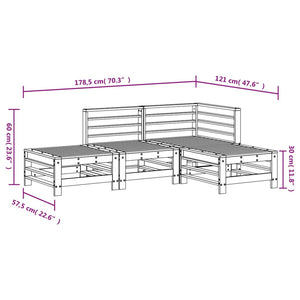 vidaXL 4 Piece Garden Lounge Set Grey Solid Wood Pine