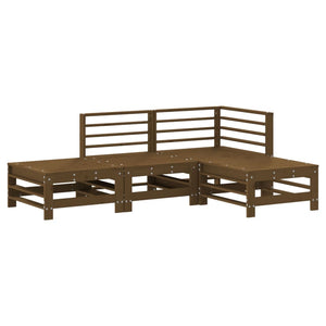 vidaXL 4 Piece Garden Lounge Set Honey Brown Solid Wood Pine